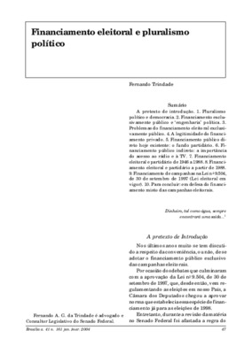 <BR>Data: 01/2004<BR>Fonte: Revista de informação legislativa, v. 41, n. 161, p. 47-57, jan./mar. 2004<BR>Parte de: -www2.senado.leg.br/bdsf/item/id/496893->Revista de informação legislativa : v. 41, n. 161 (jan./mar. 2004)<BR>Responsabilidade: