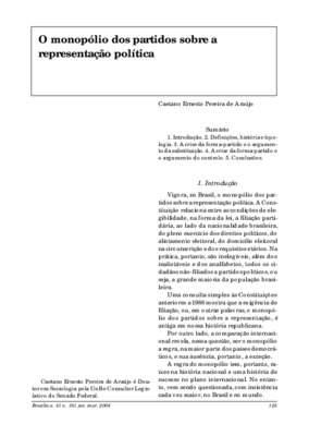 <BR>Data: 01/2004<BR>Fonte: Revista de informação legislativa, v. 41, n. 161, p. 125-131, jan./mar. 2004<BR>Parte de: -www2.senado.leg.br/bdsf/item/id/496893->Revista de informação legislativa : v. 41, n. 161 (jan./mar. 2004)<BR>Responsabilidad