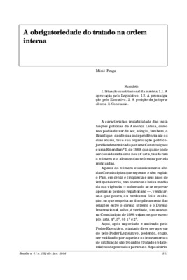 <BR>Data: 04/2004<BR>Fonte: Revista de informação legislativa, v. 41, n. 162, p. 311-328, abr./jun. 2004<BR>Parte de: ->Revista de informação legislativa : v. 41, n. 162 (abr./jun. 2004)<BR>Responsabilidade: Mirtô Fraga<BR>Endereço para citar este documen