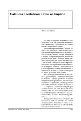 <BR>Data: 04/2004<BR>Fonte: Revista de informação legislativa, v. 41, n. 162, p. 393-398, abr./jun. 2004<BR>Parte de: ->Revista de informação legislativa : v. 41, n. 162 (abr./jun. 2004)<BR>Responsabilidade: Walter Costa Porto<BR>Endereço para citar este 