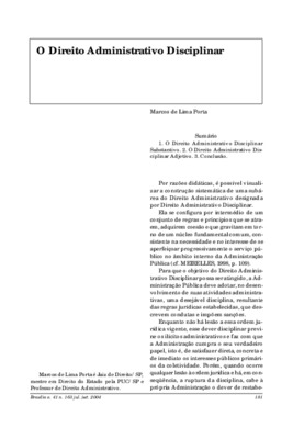 <BR>Data: 07/2004<BR>Fonte: Revista de informação legislativa, v. 41, n. 163, p. 181-184, jul./set. 2004<BR>Parte de: ->Revista de informação legislativa : v. 41, n. 163 (jul./set. 2004)<BR>Responsabilidade: Marcos de Lima Porta<BR>Endereço para citar est