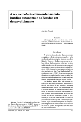 <BR>Data: 10/2004<BR>Fonte: Revista de informação legislativa, v. 41, n. 164, p. 17-30, out./dez. 2004<BR>Parte de: ->Revista de informação legislativa : v. 41, n. 164 (out./dez. 2004)<BR>Responsabilidade: Jete Jane Fiorati<BR>Endereço para citar este doc