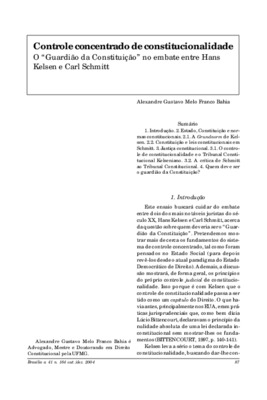 <BR>Data: 10/2004<BR>Fonte: Revista de informação legislativa, v. 41, n. 164, p. 87-103, out./dez. 2004<BR>Parte de: ->Revista de informação legislativa : v. 41, n. 164 (out./dez. 2004)<BR>Responsabilidade: Alexandre Gustavo Melo Franco Bahia<BR>Endereço 