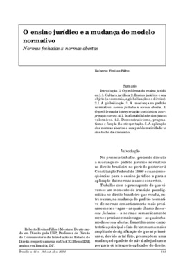 <BR>Data: 10/2004<BR>Fonte: Revista de informação legislativa, v. 41, n. 164, p. 191-211, out./dez. 2004<BR>Parte de: ->Revista de informação legislativa : v. 41, n. 164 (out./dez. 2004)<BR>Responsabilidade: Roberto Freitas Filho<BR>Endereço para citar es