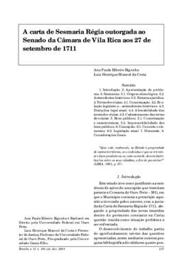 <BR>Data: 10/2004<BR>Fonte: Revista de informação legislativa, v. 41, n. 164, p. 237-270, out./dez. 2004<BR>Parte de: ->Revista de informação legislativa : v. 41, n. 164 (out./dez. 2004)<BR>Responsabilidade: Ana Paula Ribeiro Bigonha, Luiz Henrique Manoel