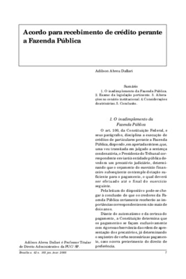 <BR>Data: 01/2005<BR>Fonte: Revista de informação legislativa, v. 42, n. 165, p. 7-9, jan./mar. 2005<BR>Parte de: ->Revista de informação legislativa : v. 42, n. 165 (jan./mar. 2005)<BR>Responsabilidade: Adilson Abreu Dallari<BR>Endereço para citar este d