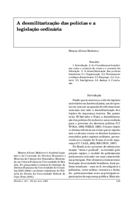 <BR>Data: 01/2005<BR>Fonte: Revista de informação legislativa, v. 42, n. 165, p. 239-253, jan./mar. 2005<BR>Parte de: ->Revista de informação legislativa : v. 42, n. 165 (jan./mar. 2005)<BR>Responsabilidade: Mateus Afonso Medeiros<BR>Endereço para citar e