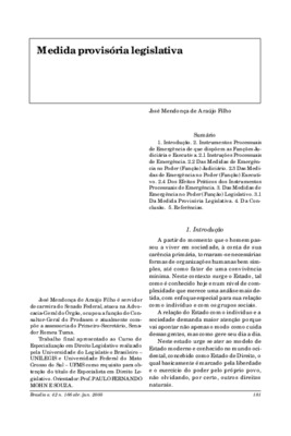 <BR>Data: 04/2005<BR>Fonte: Revista de informação legislativa, v. 42, n. 166, p. 181-192, abr./jun. 2005<BR>Conteúdo: Instrumentos processuais de emergência de que dispõem as funções judiciária e executiva -- Instruções processuais de emergência -- Das me