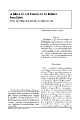 <BR>Data: 10/2005<BR>Fonte: Revista de informação legislativa, v. 42, n. 168, p. 45-63, out./dez. 2005<BR>Parte de: ->Revista de informação legislativa : v. 42, n. 168 (out./dez. 2005)<BR>Responsabilidade: Christian Edward Cyril Lynch<BR>Endereço para cit