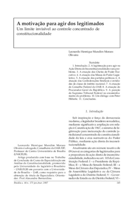 <BR>Data: 01/2007<BR>Fonte: Revista de informação legislativa, v. 44, n. 173, p. 145-160, jan./mar. 2007<BR>Parte de: ->Revista de informação legislativa : v. 44, n. 173 (jan./mar. 2007)<BR>Responsabilidade: Leonardo Henrique Mundim Moraes Oliveira<BR>End