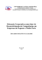 Educação Corporativa, Gestão do Conhecimento, Aprendizagem Organizacional, Educação a Distância, Capacitação Profissional, Competências Profissionais Competitividade.