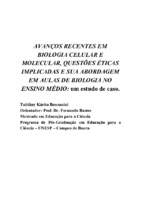 Ensino de Biologia; Ensino de Genética, Avanços Recentes em Biologia Molecular