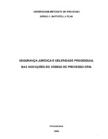 SEGURANÇA JURÍDICA E CELERIDADE PROCESSUAL NAS INOVAÇÕES DO CÓDIGO DE PROCESSO CIVIL